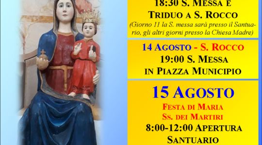 PROGRAMMA FESTE AGOSTO 2020